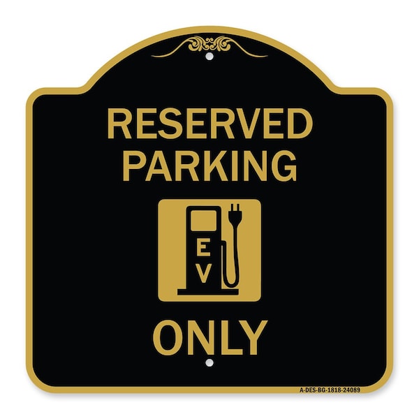 Signmission Ev W/ Electric Vehicle Charging Station Graphic, Black & Gold Alum Sign, 18" x 18", BG-1818-24089 A-DES-BG-1818-24089 - main